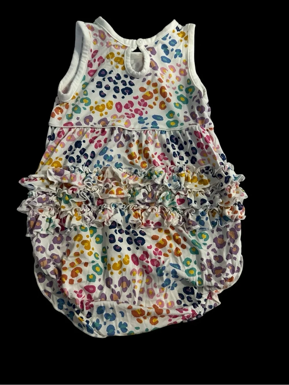 Little Sleepies 6-12m Rainbow Leopard Bubble Romper